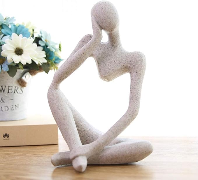 Abstract Stone-Look Thinking Woman Statue